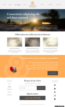 Website template in modern design with sample text