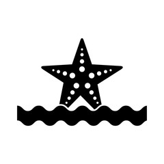 Obraz premium starfish sea life with waves vector illustration design