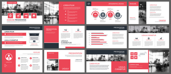 Red presentation templates and infographics elements background. Use for business annual report, flyer, corporate marketing, leaflet, advertising, brochure, modern style.