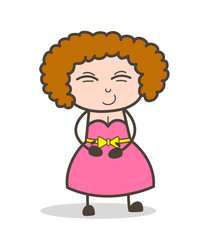 Cartoon Adult Woman Smiling Face Expression Vector
