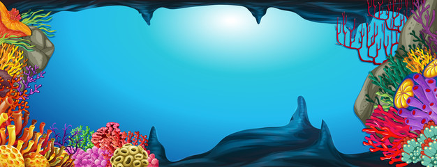 Underwater scene with coral reef © GraphicsRF
