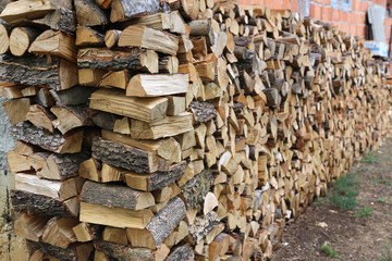 Vintage toned pile of logs