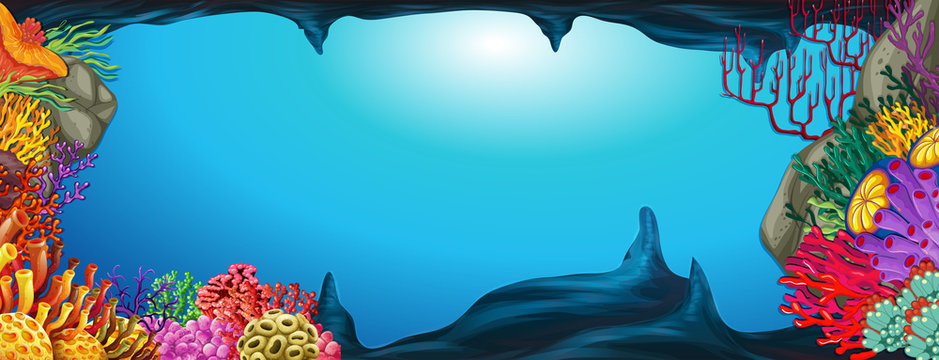 Underwater scene with coral reef