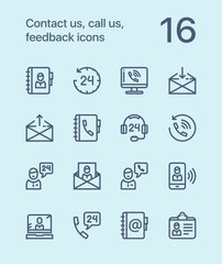 Outline Contact us, call us, feedback icons for web and mobile design pack 1
