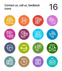 Colorful Contact us, call us, feedback icons for web and mobile design pack 2