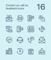 Outline Contact us, call us, feedback icons for web and mobile design pack 2