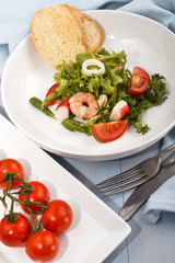 fresh sea food salad, fine dinning with healthy food