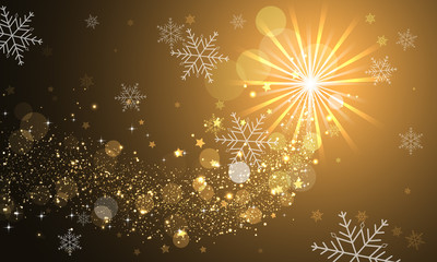 Shiny abstract vector background with glitter, snowflakes and stars.