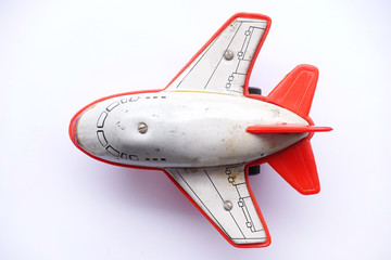 Plastic toy plane isolated on white background