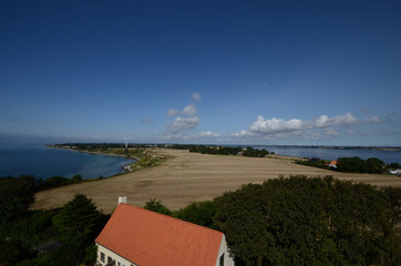 View over a peninsula with a wide angle lens.
