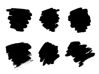 Vector black brushes on white background