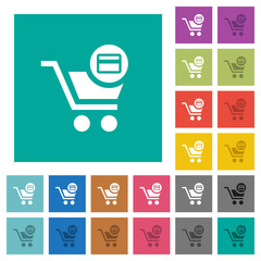 Credit card checkout square flat multi colored icons