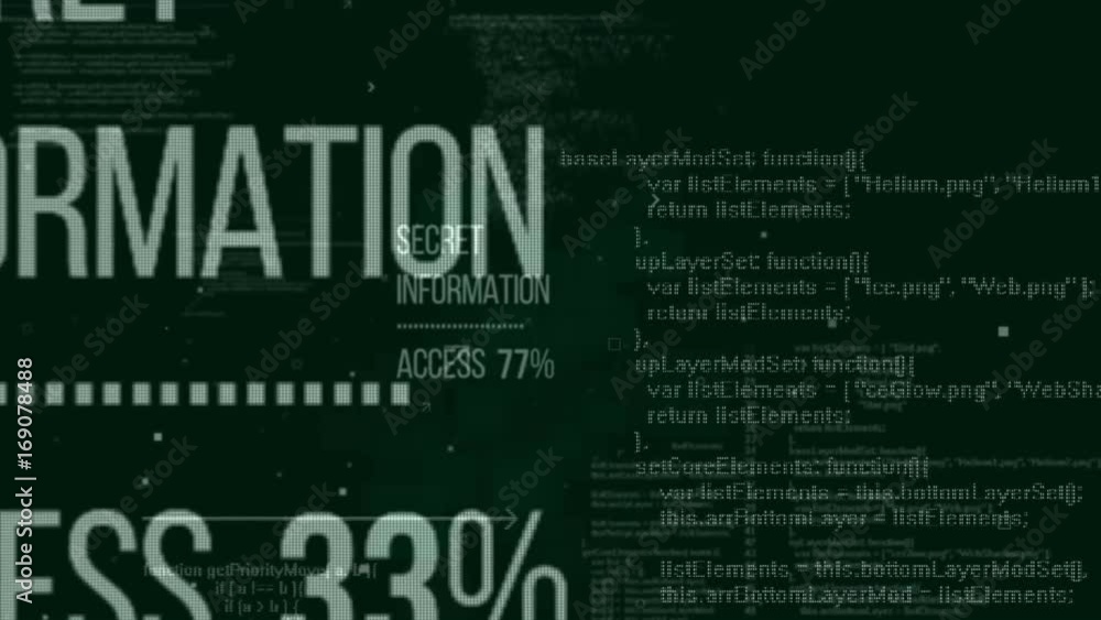 Poster secret information access. internet hacking concept. seamless loop.