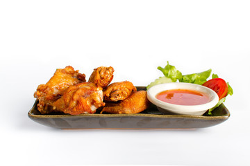 Fride chicken wings with sauce