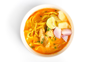 Traditional of northern thai cuisine,curried noodles soup