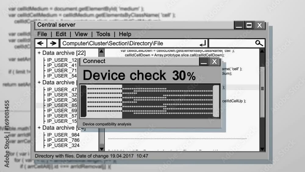 Poster computer working os screen with device checking bad sectors.