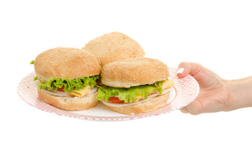 Hot cheeseburgers in a glassware