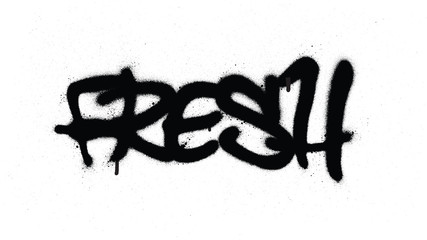 tag graffiti frais pulvérisé avec fuite en noir sur blanc