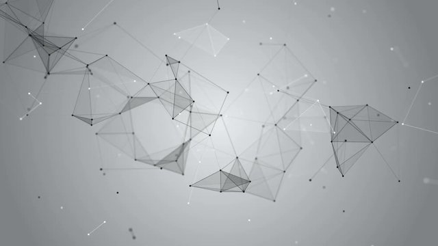 Background of fantasy black and white plexus. Abstract technology futuristic network. Loop Animation