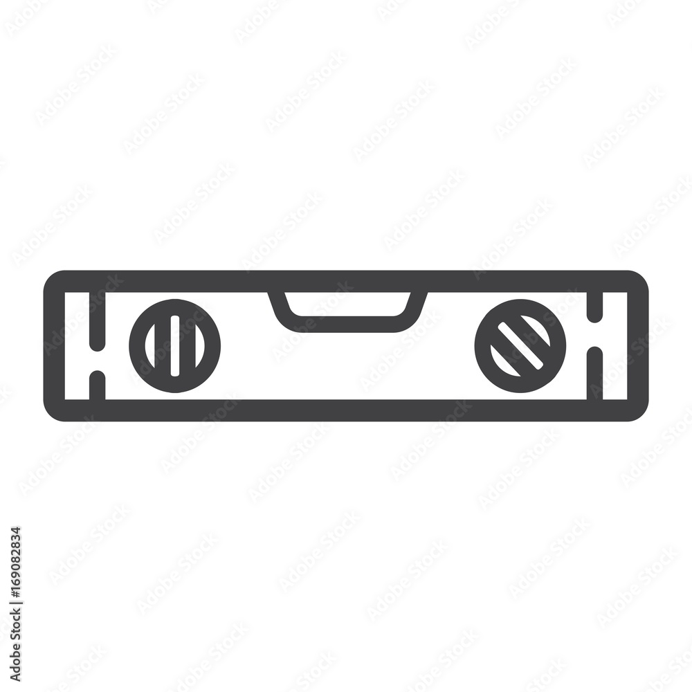 Poster bubble level tool line icon, build and repair, level ruler sign vector graphics, a linear pattern on