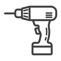 Electric Drill line icon, build and repair, electrical screwdriver sign vector graphics, a linear pattern on a white background, eps 10.