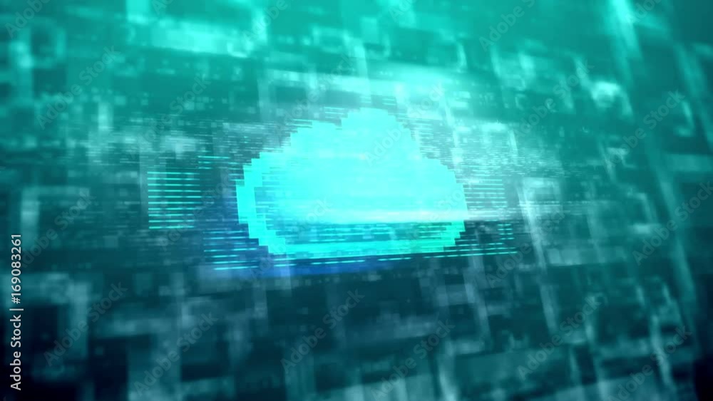 Poster cloud systems sign. internet business technology concept. seamless loop.