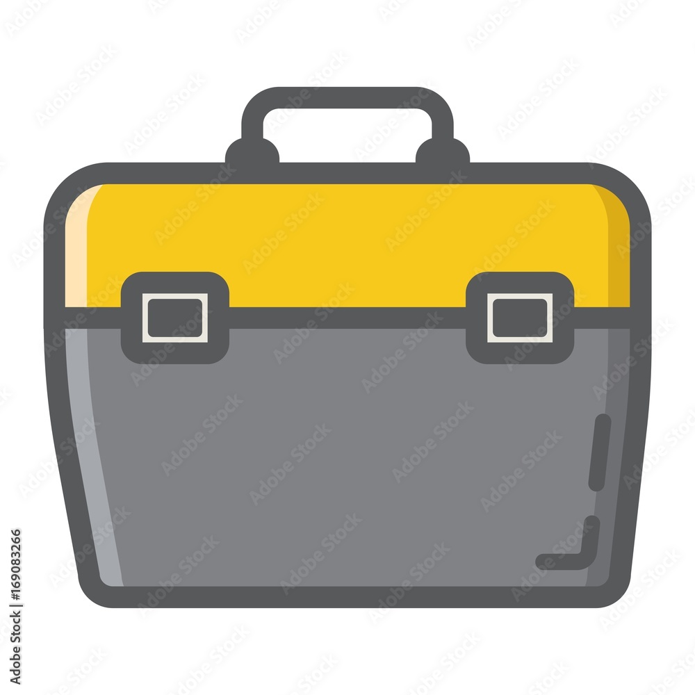 Poster toolbox filled outline icon, build and repair, toolkit sign vector graphics, a colorful line pattern