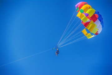 Parasailing in Turkey beach  in summer. 