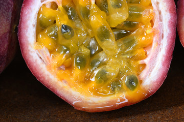 Purple Passion fruit on nature background.