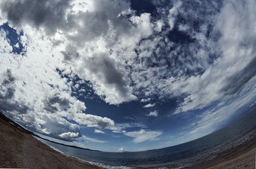 Clouds in the sky during the summer on the island of Corfu, Greece.