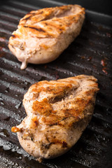 Roasted Chicken Breasts on a grill pan