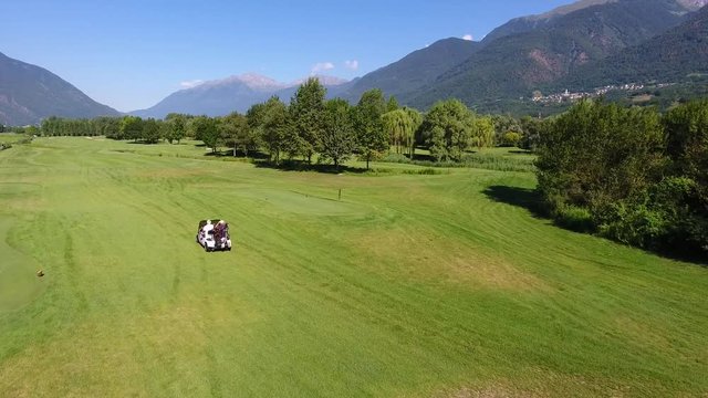 Golf cart - Luxury golf resort, aerial view