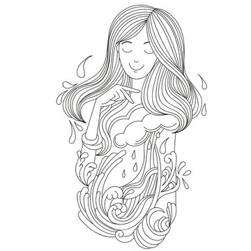 recommend clip art: Beautiful girl with hair water.