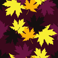 Seamless pattern with autumn maple leaves. Golden Autumn. Flat design. Textile rapport.