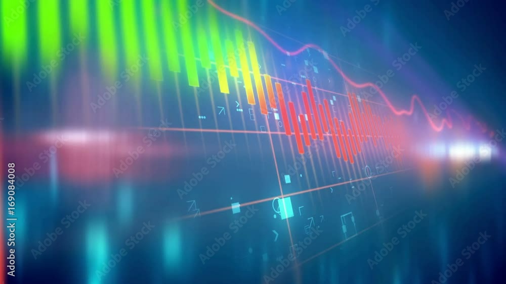 Poster abstract stock market background with candle sticks and negative trend. seamless loop.