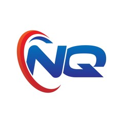 dynamic vector initial letters logo nq with circle swoosh red blue