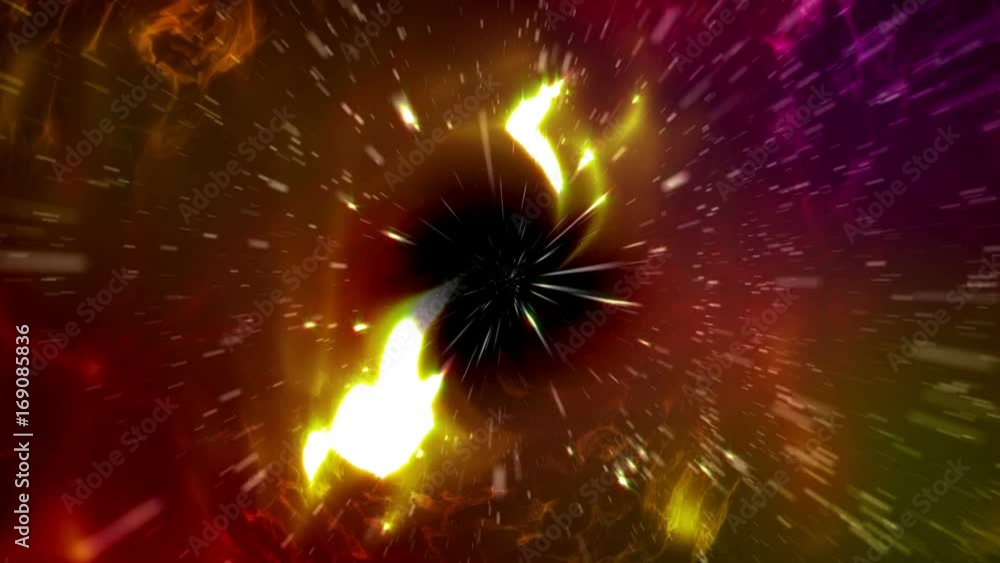 Poster abstract scientific background of universe scene with black hole in outer space