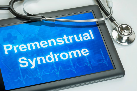 Tablet with the diagnosis Premenstrual Syndrome on the display