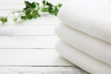 White Spa and Bath Image - Stacked Towels