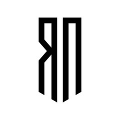 initial letters logo rn black monogram pentagon shield shape