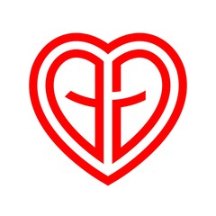 Obraz premium initial letters logo qg red monogram heart love shape