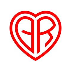 initial letters logo qr red monogram heart love shape
