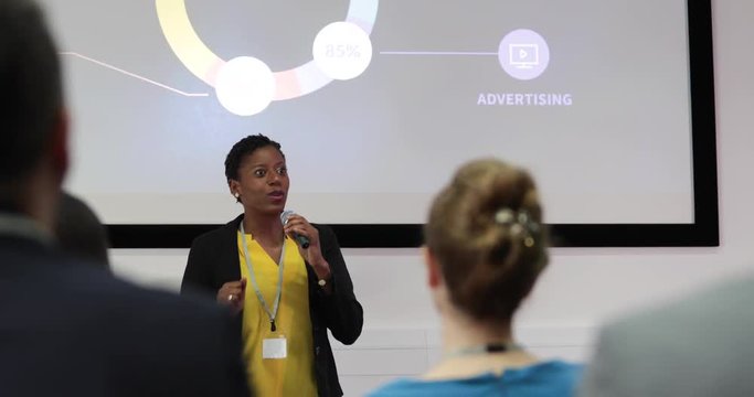 Female executive leading a training conference