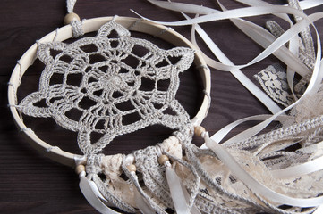 Beige crochet doily dream catcher