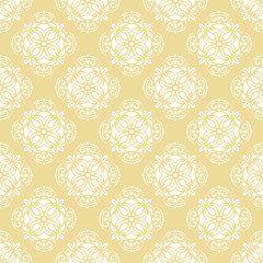 Seamless vector yellow and white ornament. Modern background. Geometric modern pattern