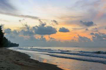 Beautiful sunrise on the beach in Thailand province