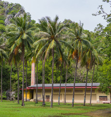 Crematorium in complex of Buddhist Temple : Wat Khao Daeng , Khao Sam Roi Yot National Park ,...