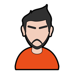 portrait of faceless man with strong eyebrows and full beard icon image vector illustration design