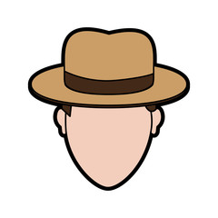 head of faceless man with classic hat icon image vector illustration design