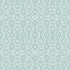 Seamless vector pattern. Modern geometric ornament with white royal lilies. Classic vintage background